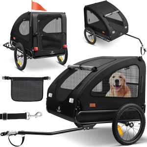 KESSER remorque vélo chien 2-en-1 pliable 45 kg – 146×75×87,5 cm