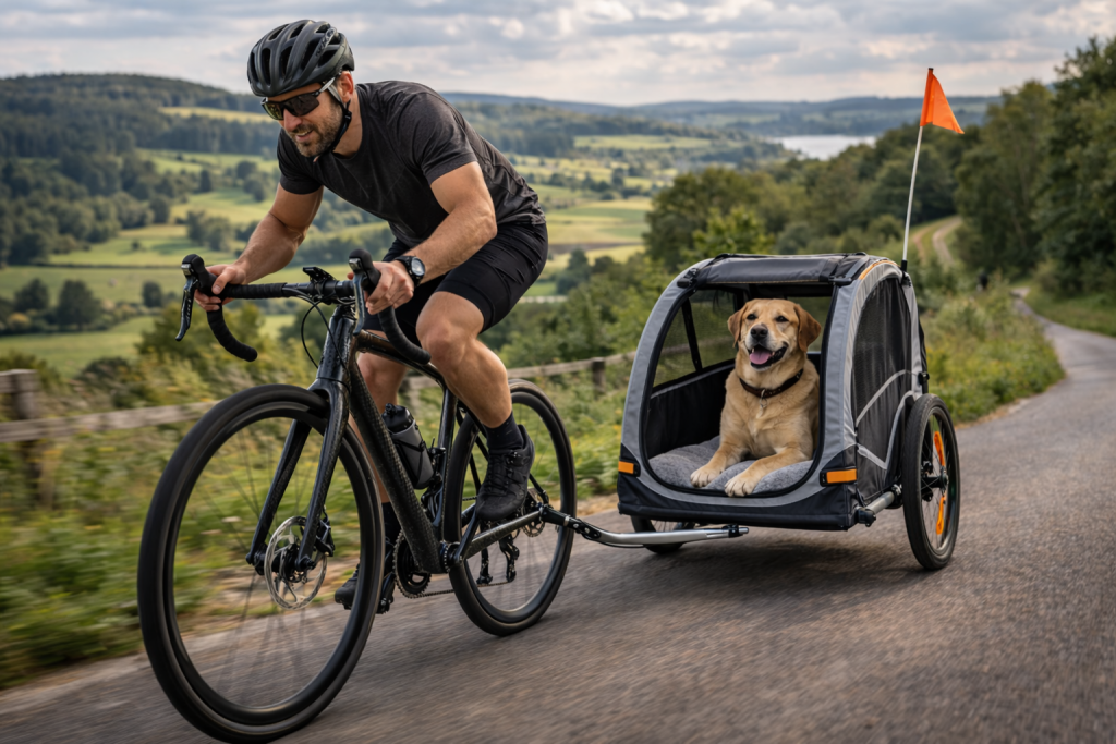 difficile de rouler avec une remorque chien