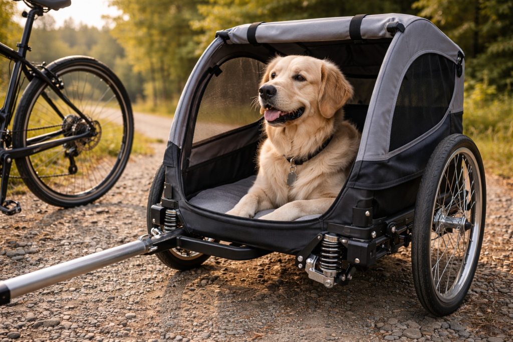 remorque chien avec des amortisseurs