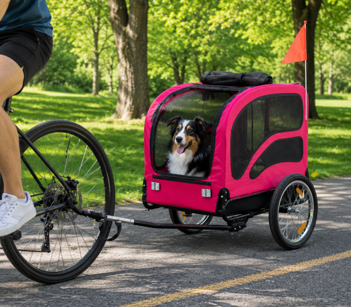remorque vélo pour chien rouge 45 kg